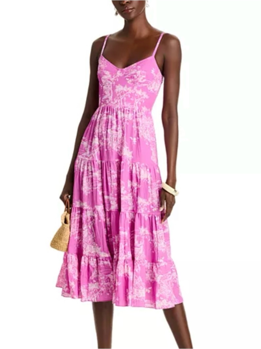 AQUA Toile Tank Midi Dress Small
